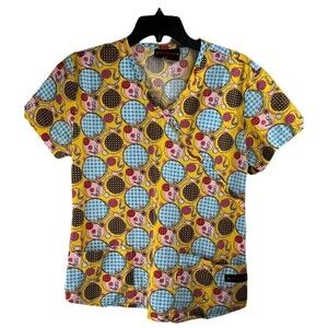 Women's Melrose by May-Hill Scrub Top Size X-Small Bird Partridge Yellow